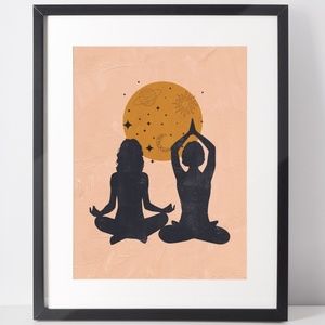 Wall Art Bohemian Woman Silhouette Celestial Print Poster Illustration Unframed